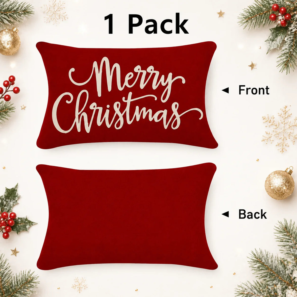 Red Farmhouse Christmas Pillow Cover, 12X20