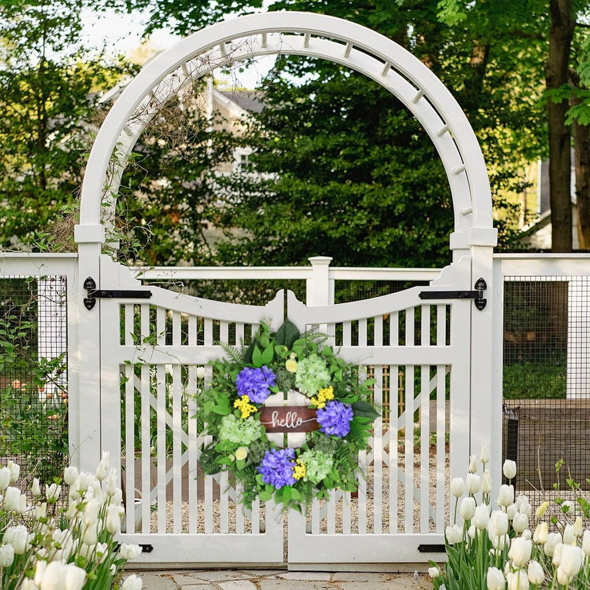 Greenery Hydrangea Spring Wreath, 24"