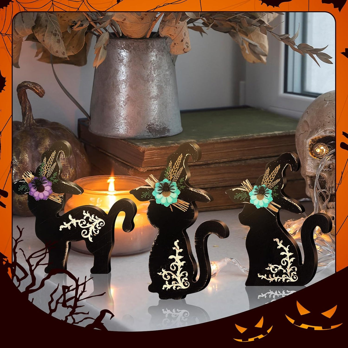 Rustic Farmhouse Black Cat Trio