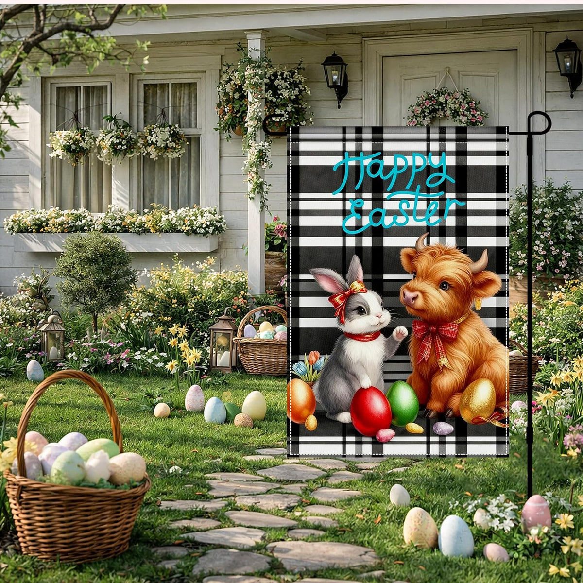 Welcome Easter Garden Flag, Bunny & Flowers