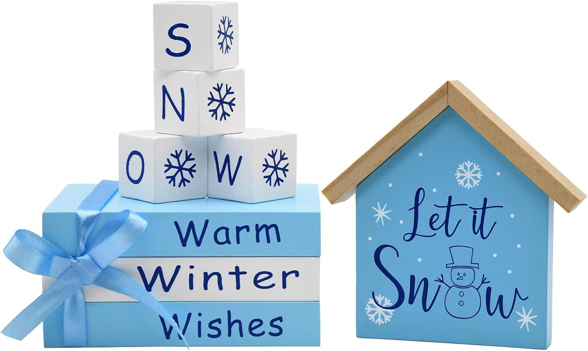 Let It Snow Wooden Block Sign
