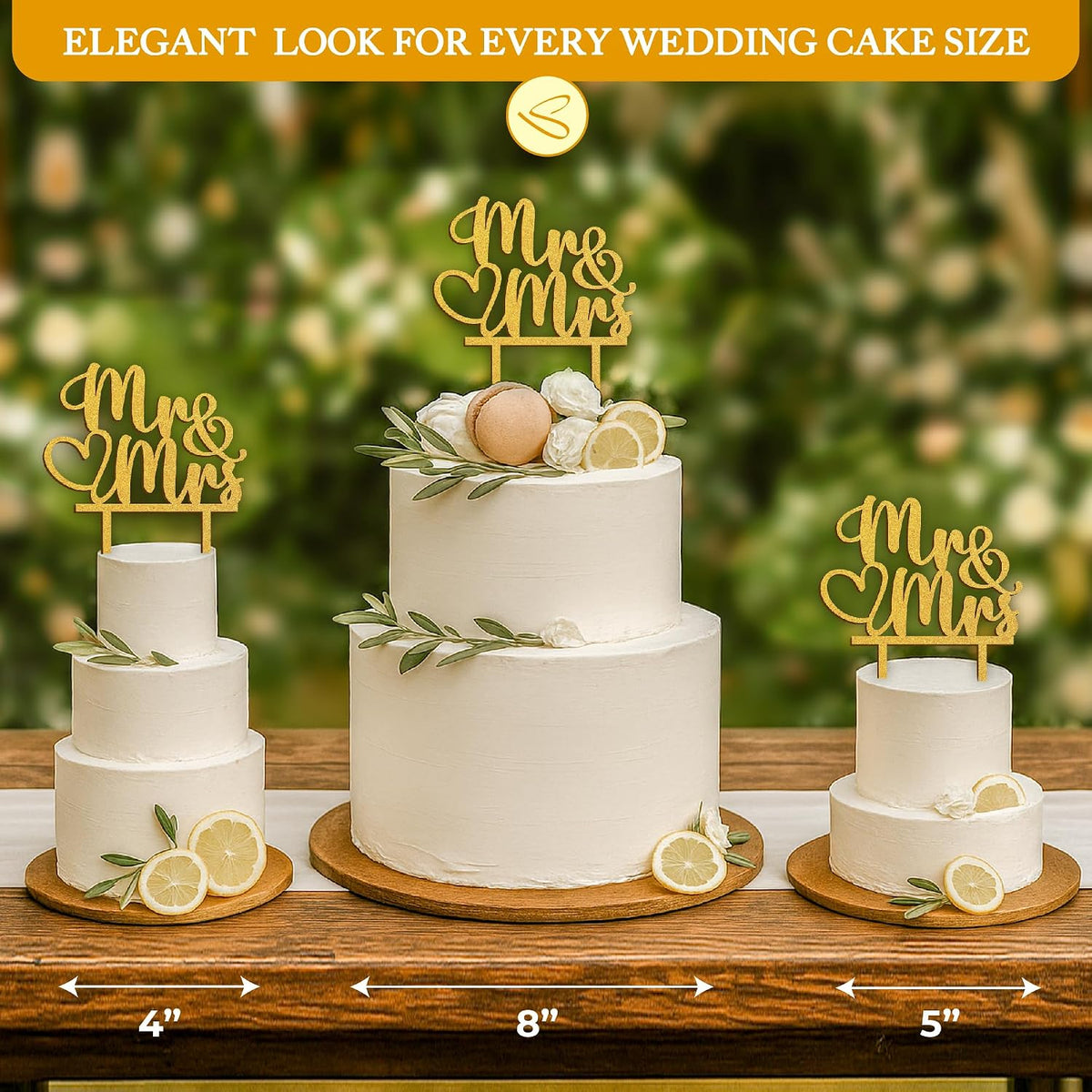 Boho Mr and Mrs Wood Cake Topper