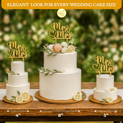 Boho Mr and Mrs Wood Cake Topper