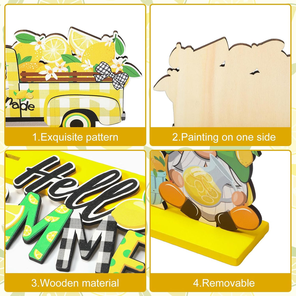 Lemon Gnome Tiered Tray Decor, 6Pc