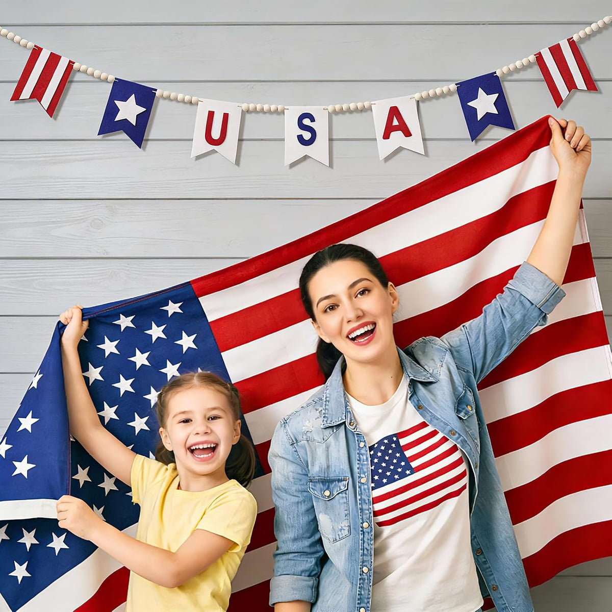 American Flag Style Garland, 9.84Ft
