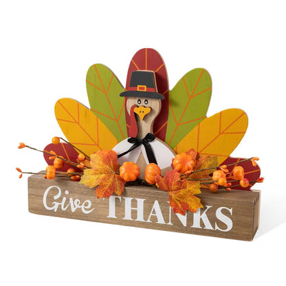 11.75 In. L Thanksgiving Wooden Turkey Table Decor