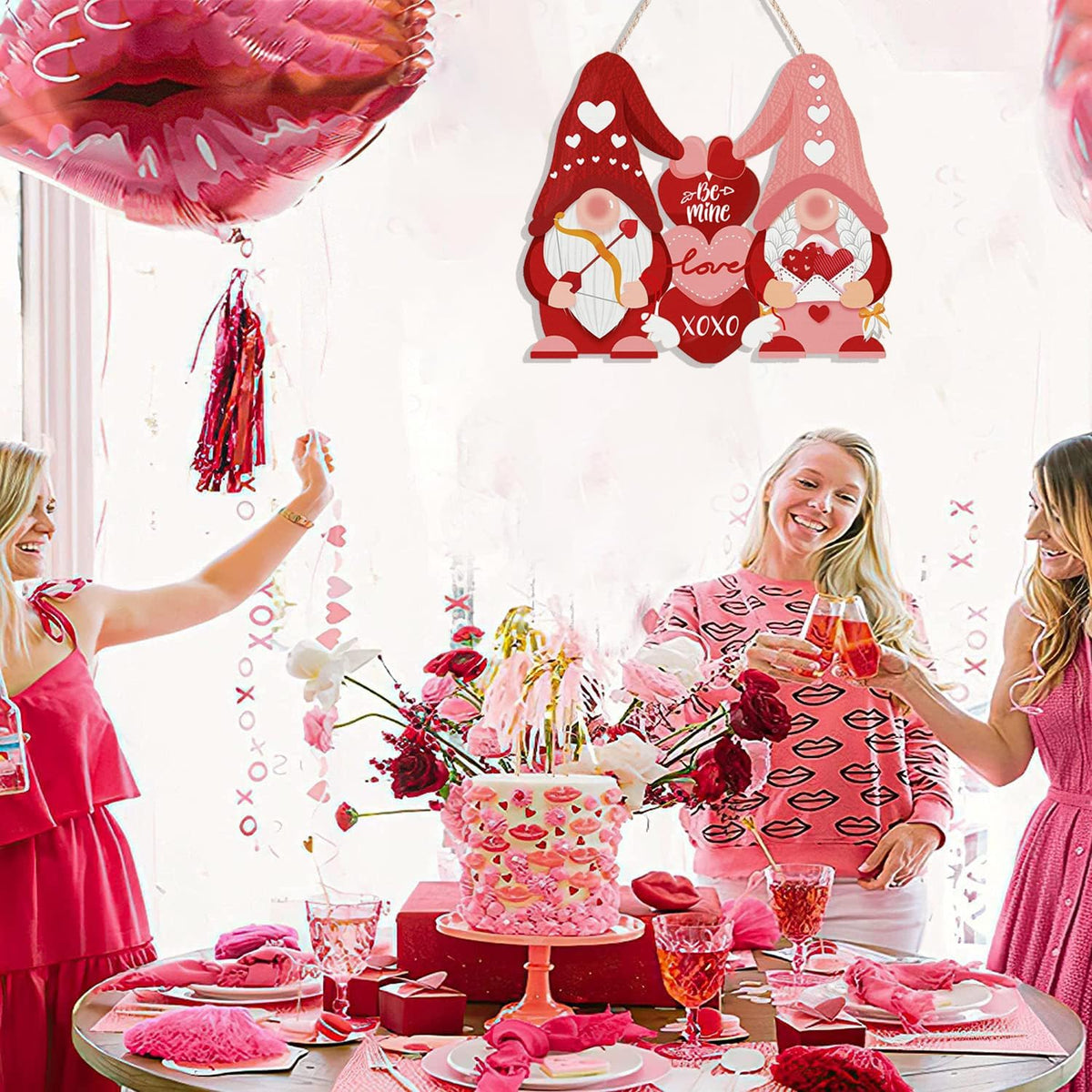 Valentine'S Gnome Door Wreath Decor