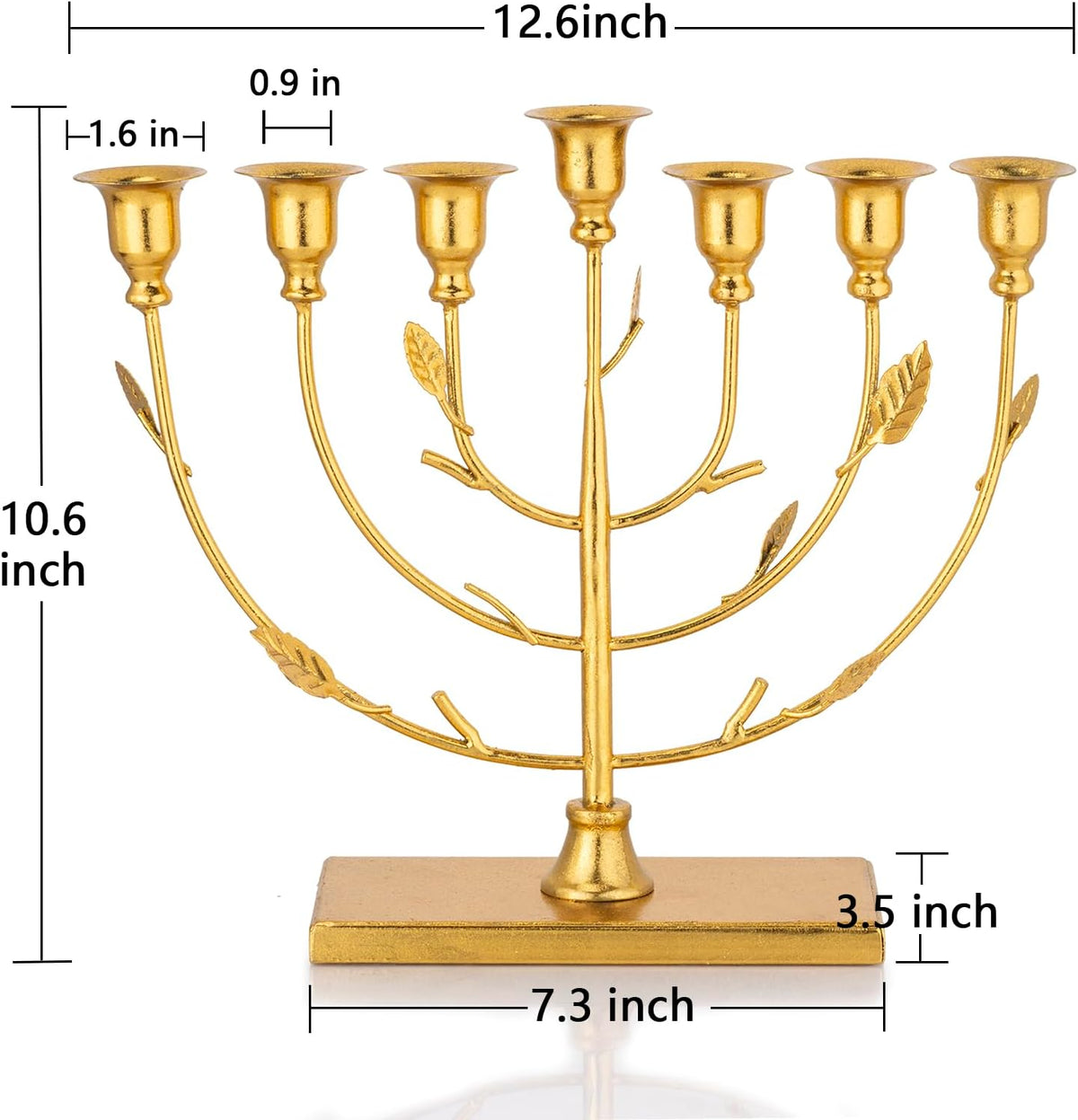 9-Branch Gold Menorah Candle Holder
