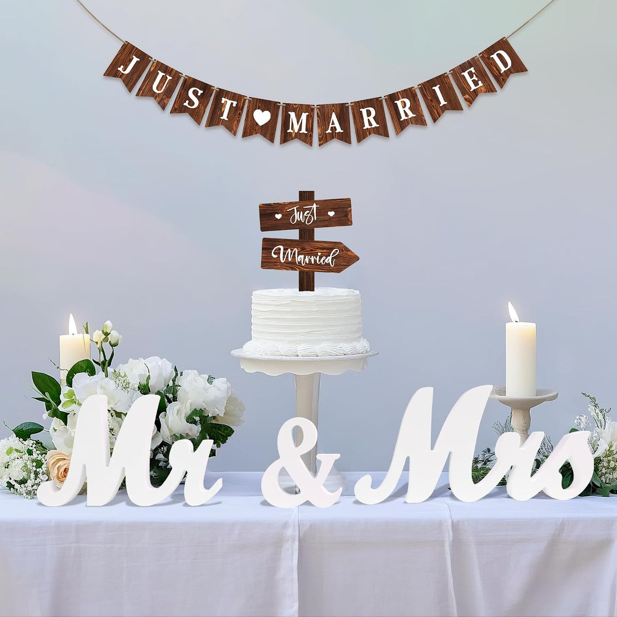 Just Married Banner & Table Sign Set