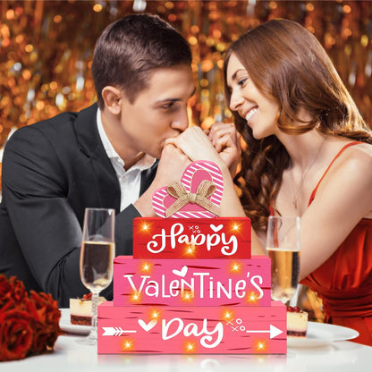 Light-Up Happy Valentine'S Day Wooden Sign