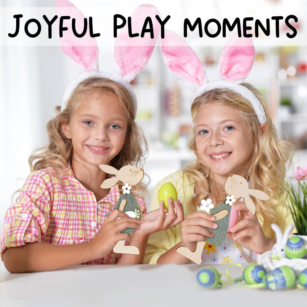 Wooden Farmhouse Easter Bunnies, Set of 2
