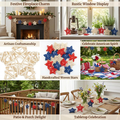 Rattan Star Garland, 21Pc