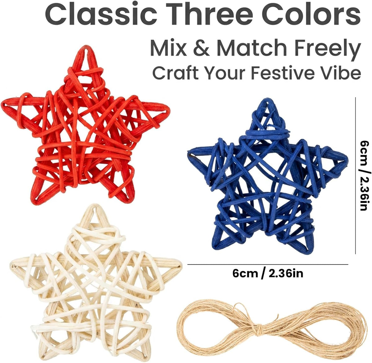 Rattan Star Garland, 21Pc
