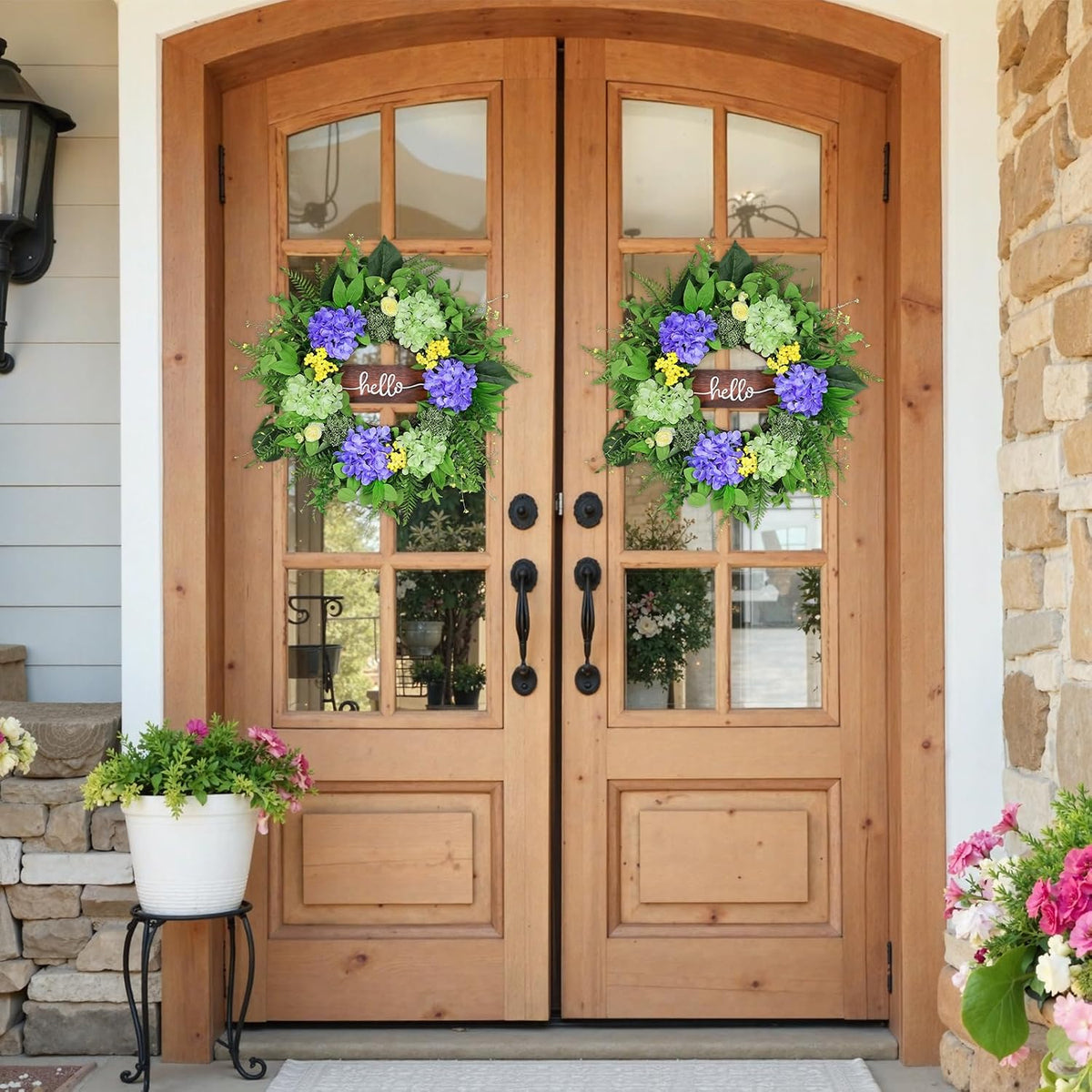 Greenery Hydrangea Spring Wreath, 24"