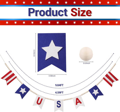 American Flag Style Garland, 9.84Ft