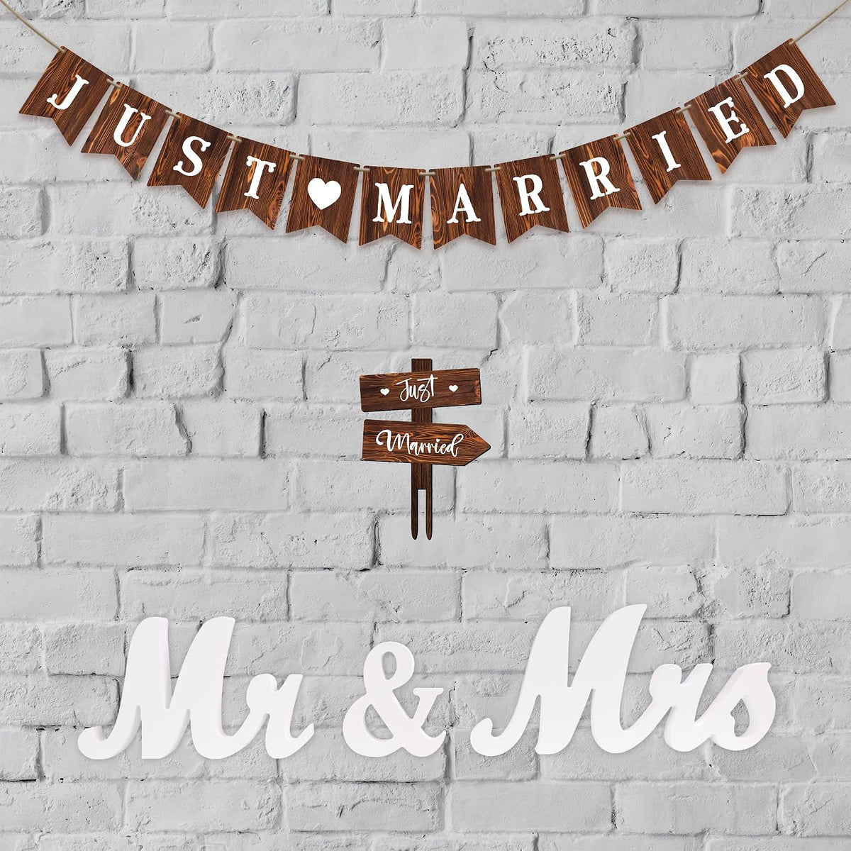 Just Married Banner & Table Sign Set