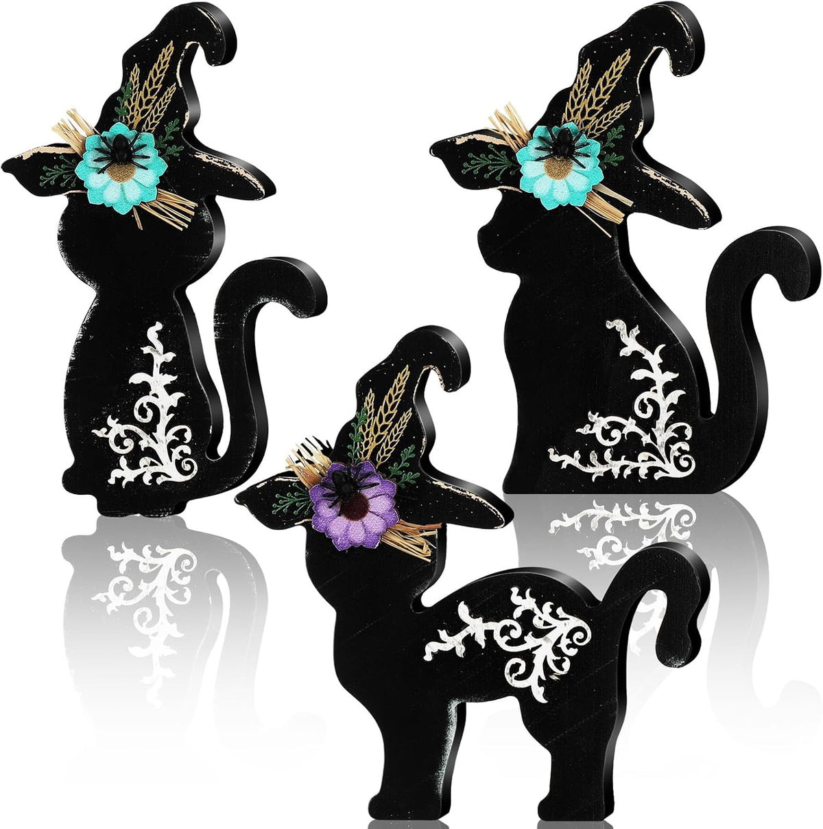 Rustic Farmhouse Black Cat Trio