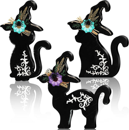 Rustic Farmhouse Black Cat Trio