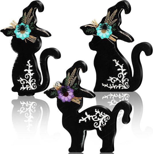 Rustic Farmhouse Black Cat Trio