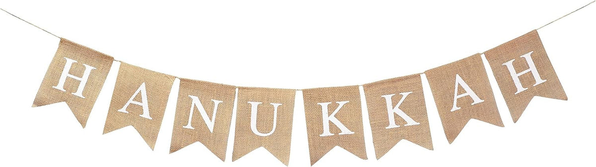 Burlap Happy Hanukkah Banner