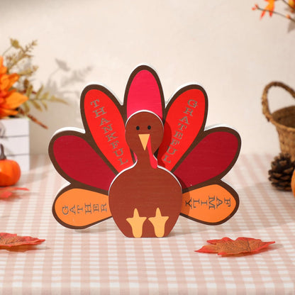 Wooden Standing Turkey with Thankful Sign