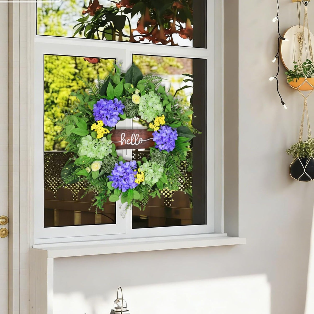 Greenery Hydrangea Spring Wreath, 24"