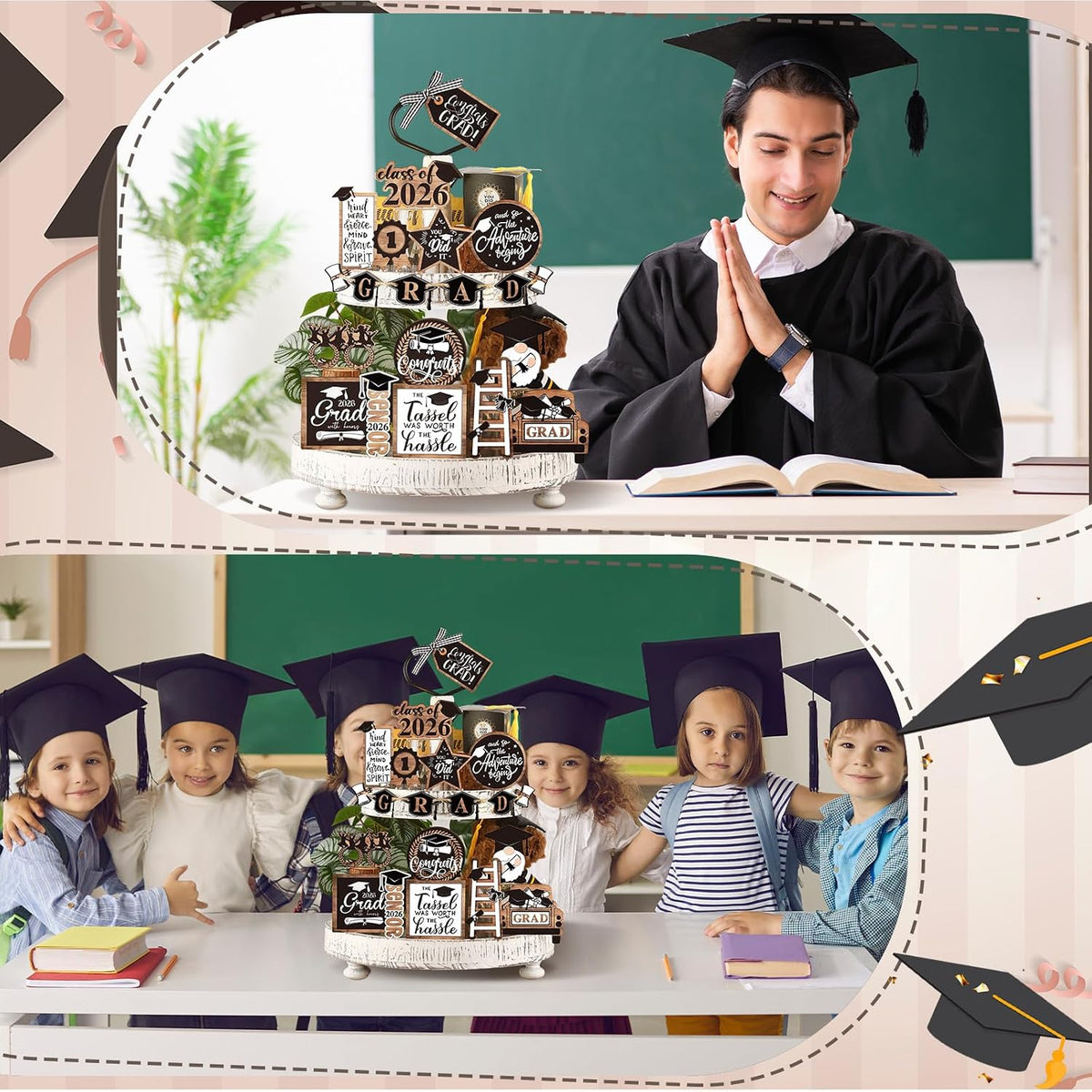 Graduation Tiered Tray Decor, 27Pc Set