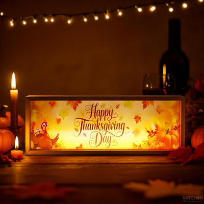 , Happy Thanksgiving Centerpiece Light Wood Table Lamp
