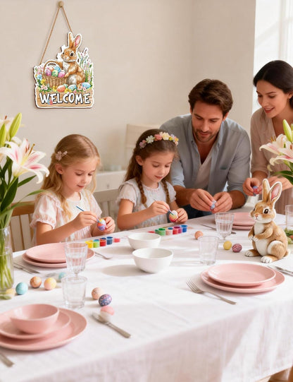 Easter Bunny Welcome Wooden Door Sign