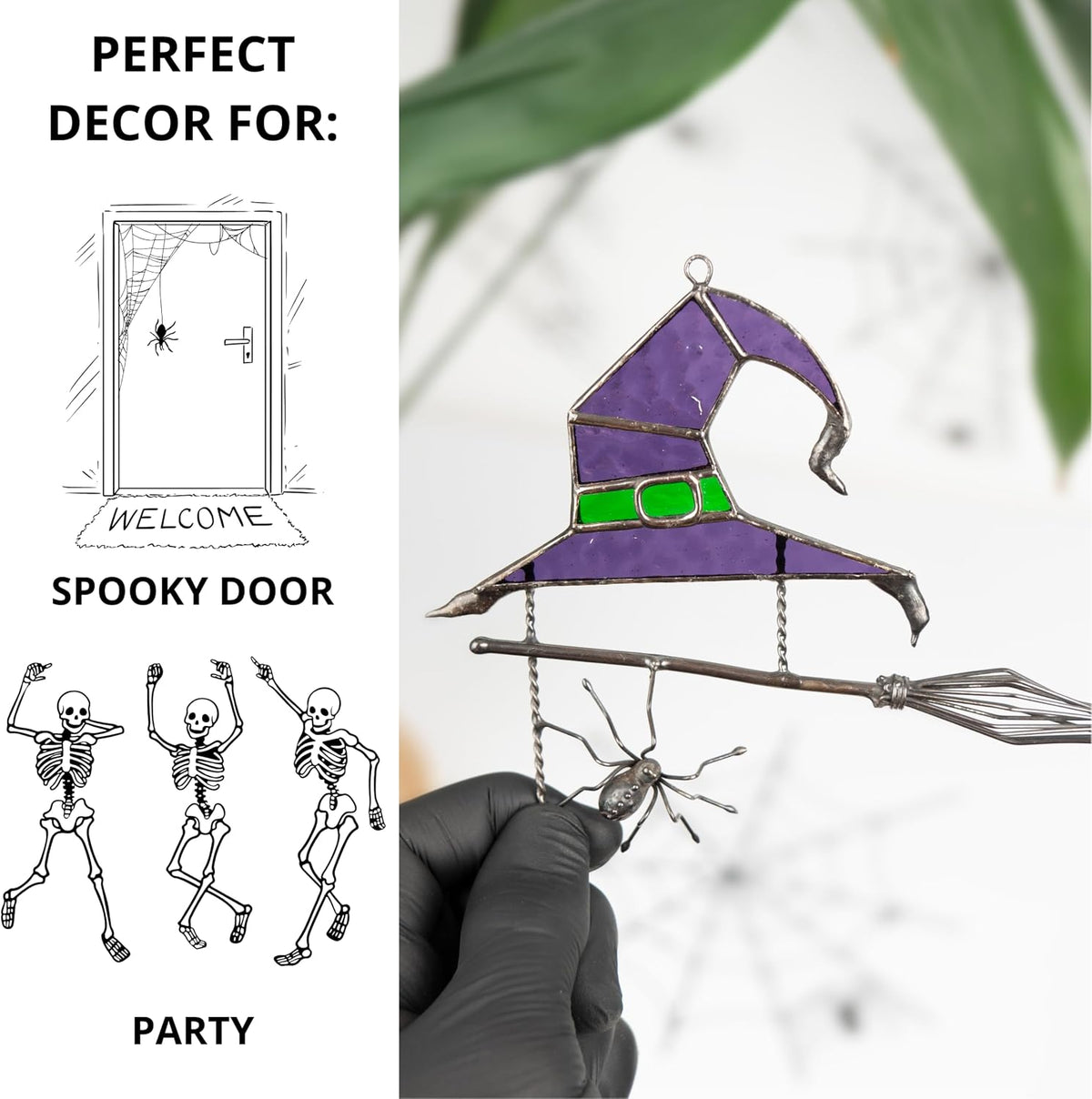 Halloween Witch Hat Stained Glass Suncatcher