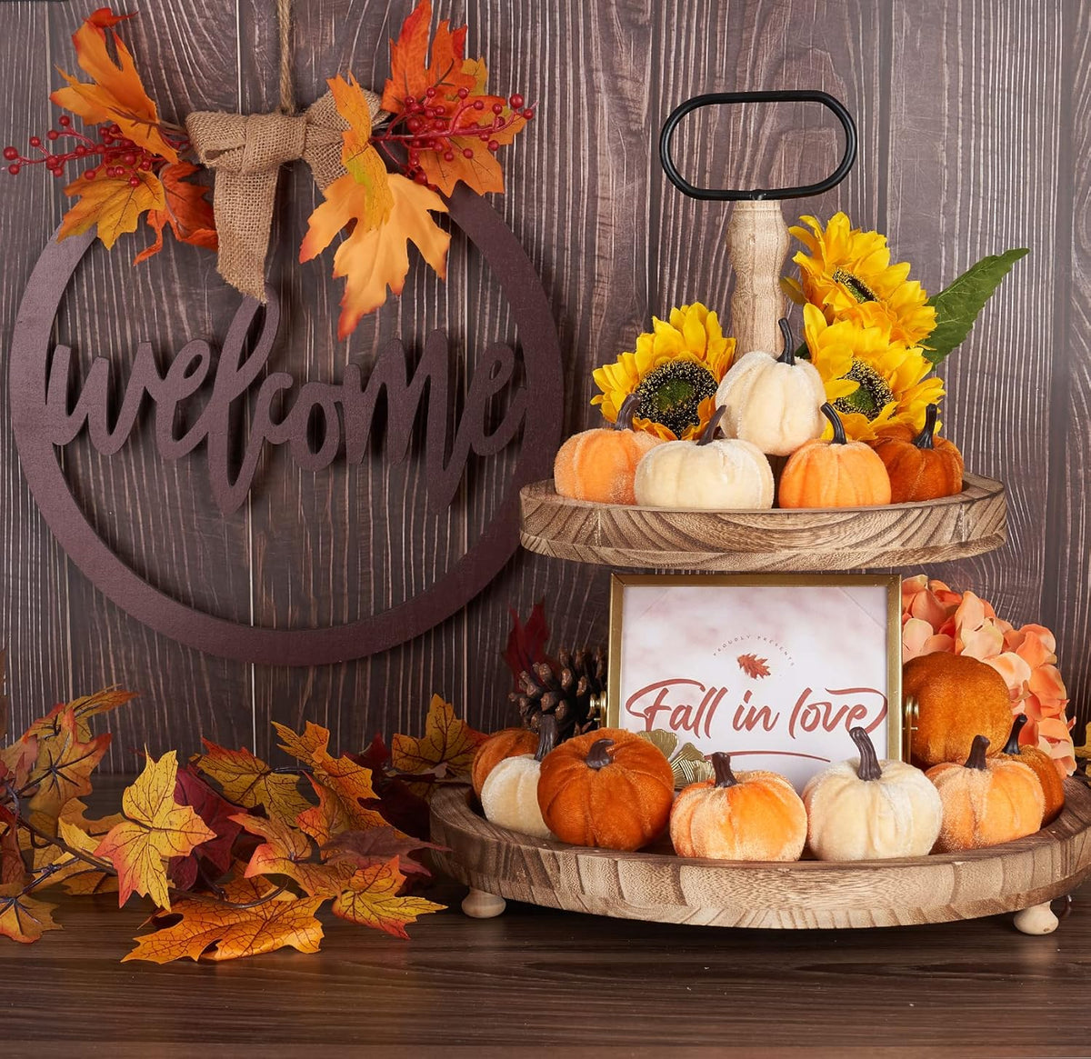 Velvet Pumpkin Decor, 12Pc Set