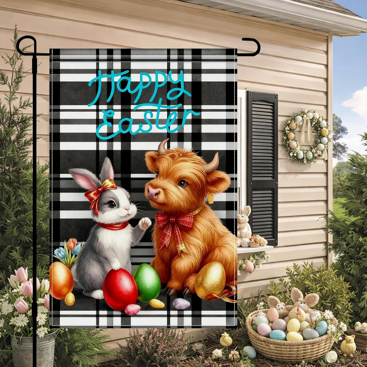 Welcome Easter Garden Flag, Bunny & Flowers