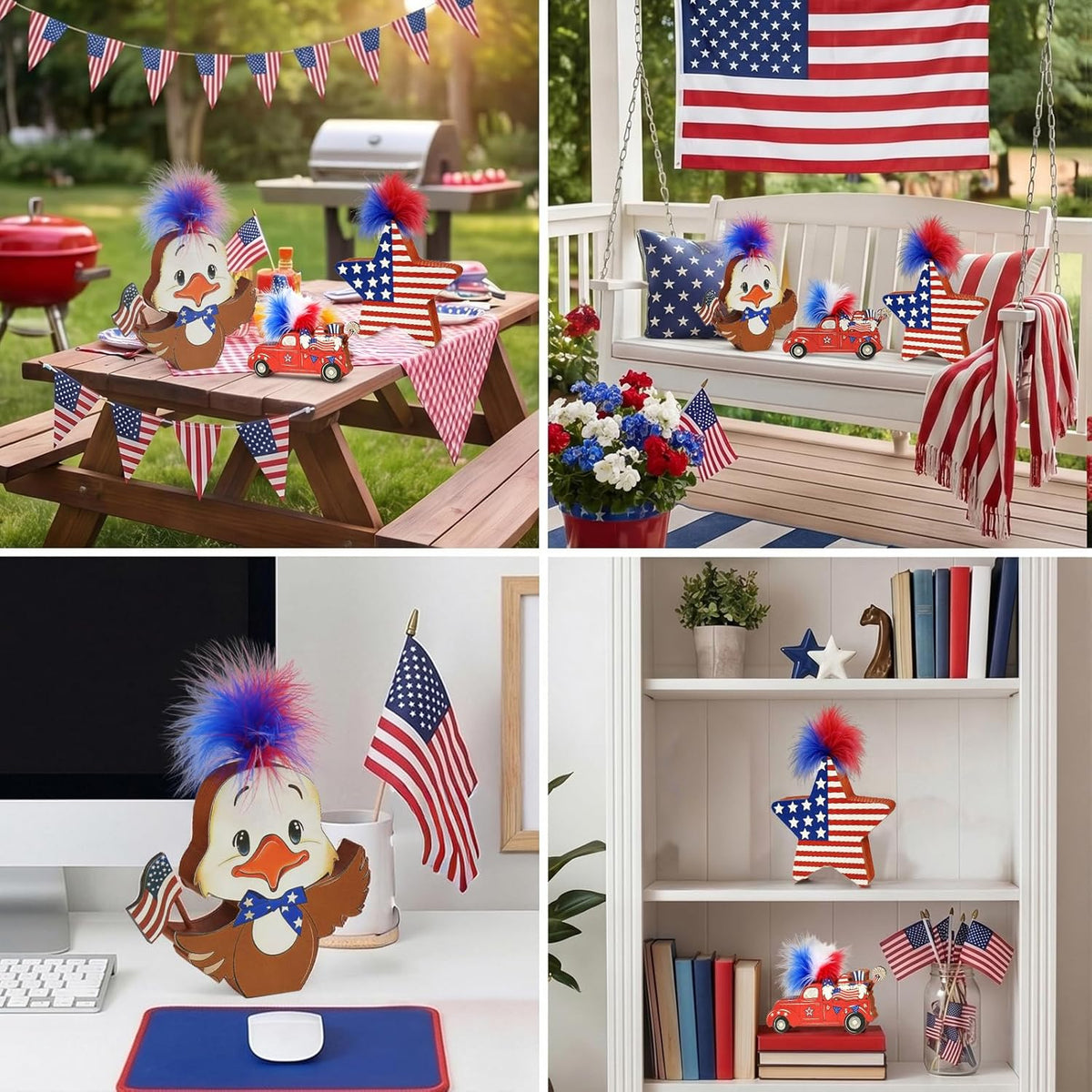 Patriotic Table Decor Set, Eagle & Truck, 3Pc