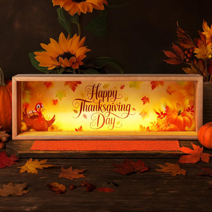 , Happy Thanksgiving Centerpiece Light Wood Table Lamp