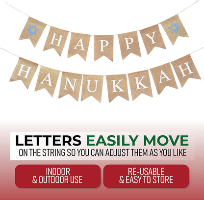 Burlap Happy Hanukkah Banner
