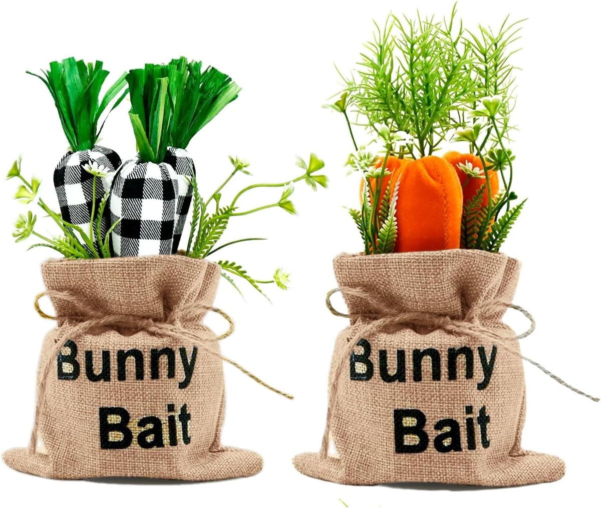 Easter Carrot Decor with Burlap Bag, 2Pc