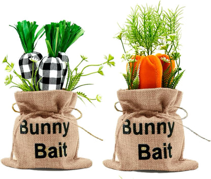 Easter Carrot Decor with Burlap Bag, 2Pc