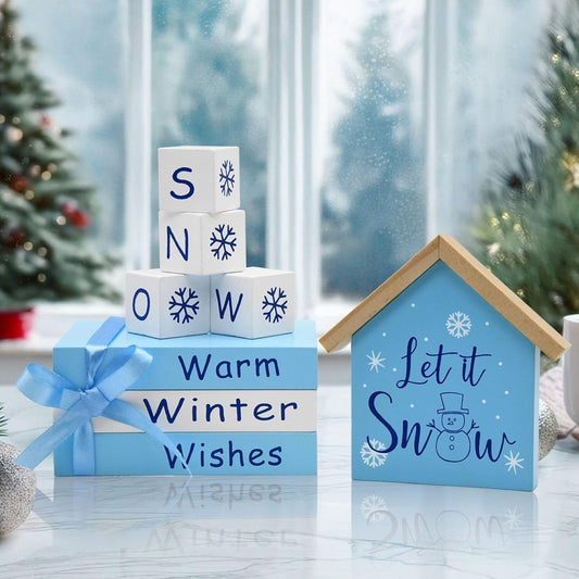 Let It Snow Wooden Block Sign