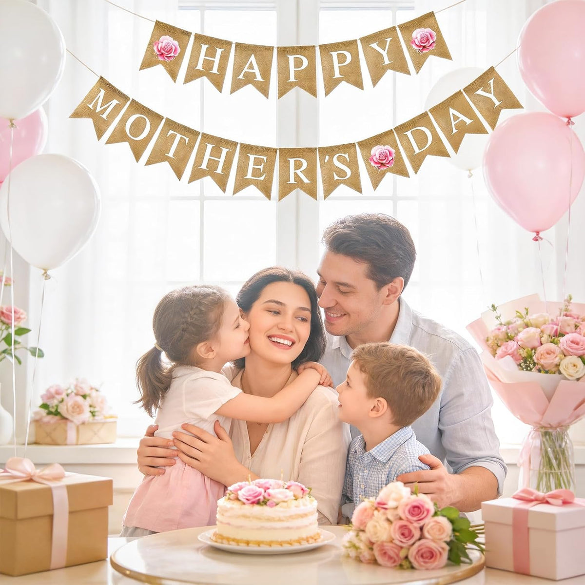 Happy Mother'S Day Burlap Banner