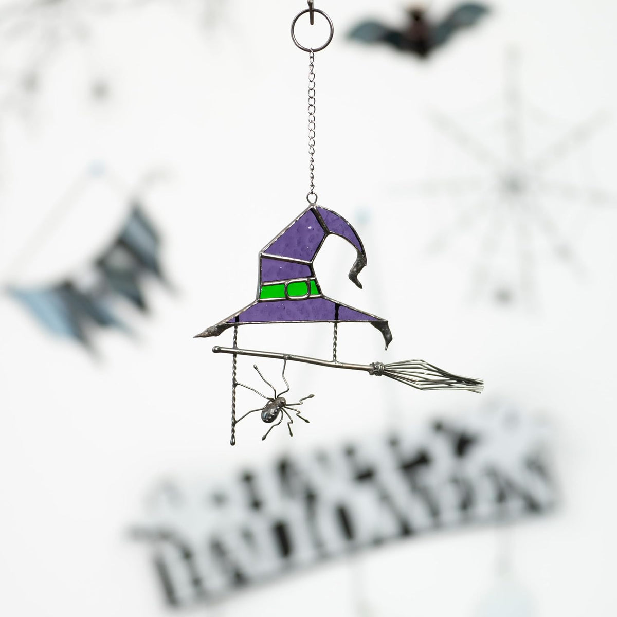 Halloween Witch Hat Stained Glass Suncatcher