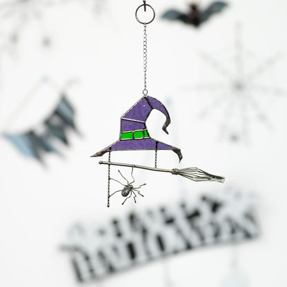 Halloween Witch Hat Stained Glass Suncatcher