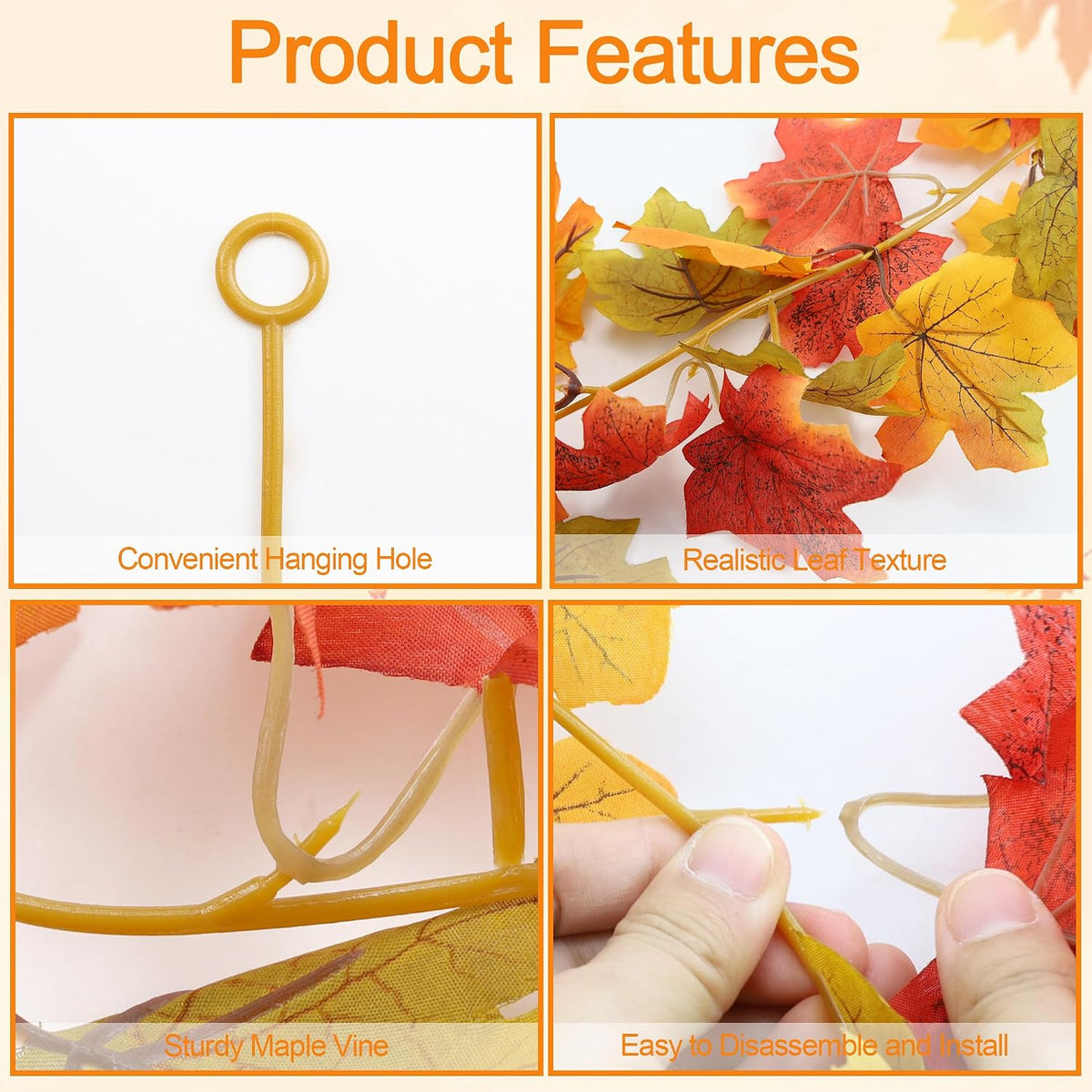 2 Pcs 13Ft Fall Leaves Garland