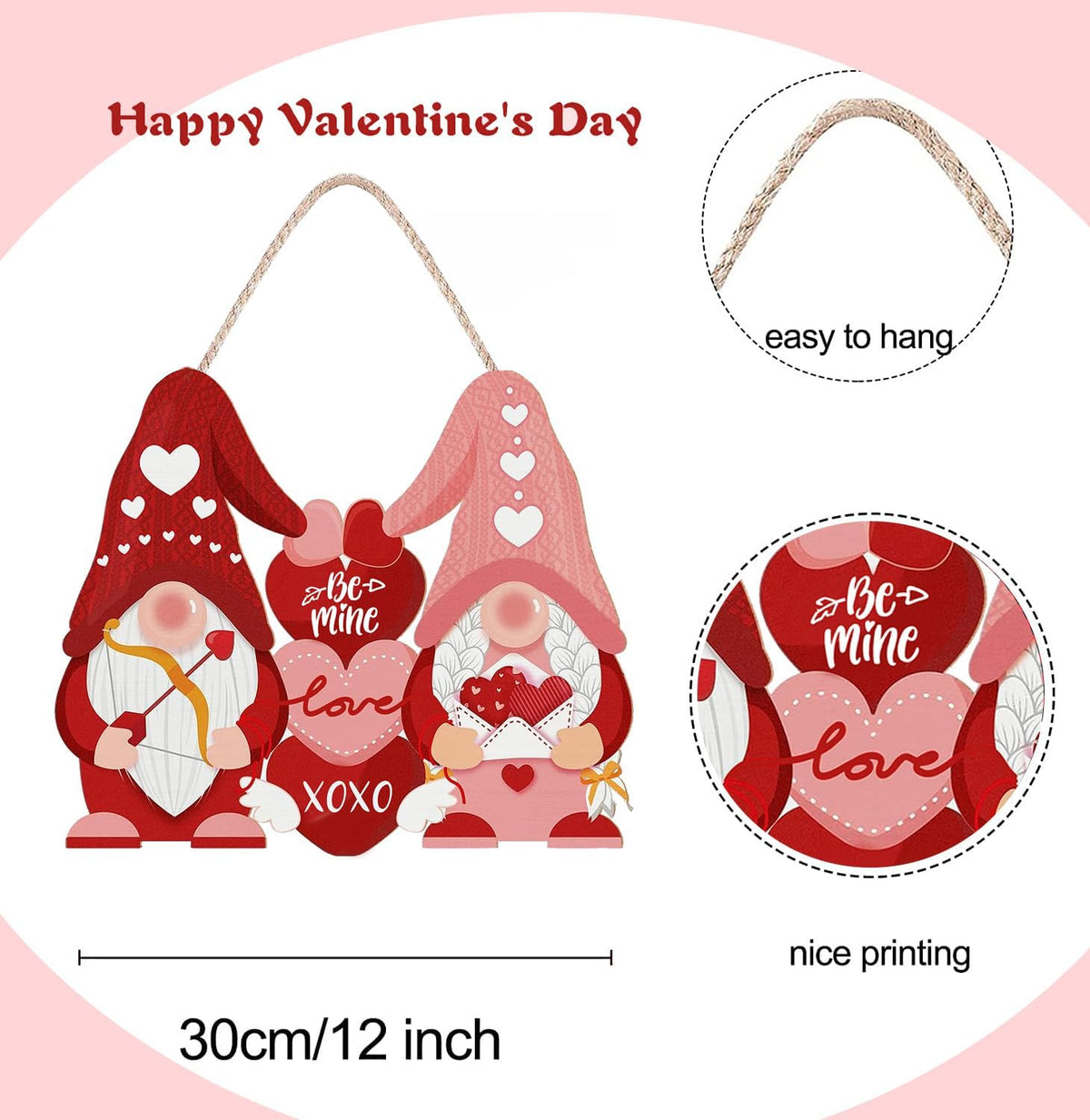 Valentine'S Gnome Door Wreath Decor