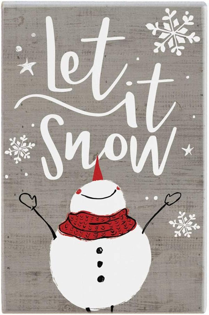 Snowman Winter Wooden Shelf Sign