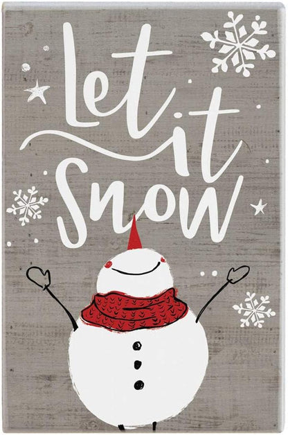 Snowman Winter Wooden Shelf Sign