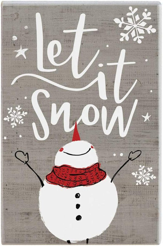 Snowman Winter Wooden Shelf Sign
