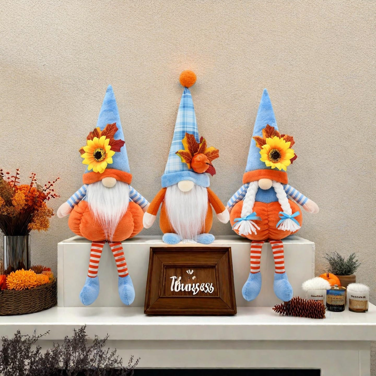 Thanksgiving Gnomes Plush Decor, 3 Pack