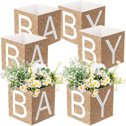 Burlap Baby Shower Centerpiece Boxes, 6Pc