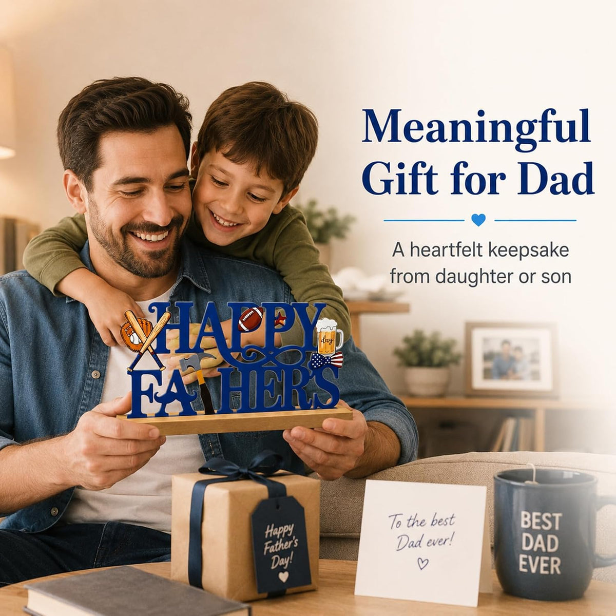 Metal Happy Father'S Day Table Sign