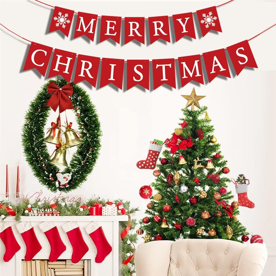 Merry Christmas Fireplace Banner Sign